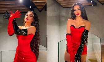 Melinda shfaqet në poza mahnitëse, vishet kuq e zi dhe bën shqiponjën për festën e 28 nëntorit